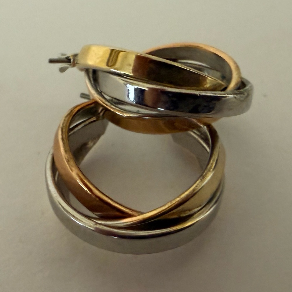 Elegant Tri-metal Hoop Earrings